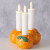 Hectarul - Suport pentru lumanari portocaliu din portelan 12 x 6 cm Orange Boltze